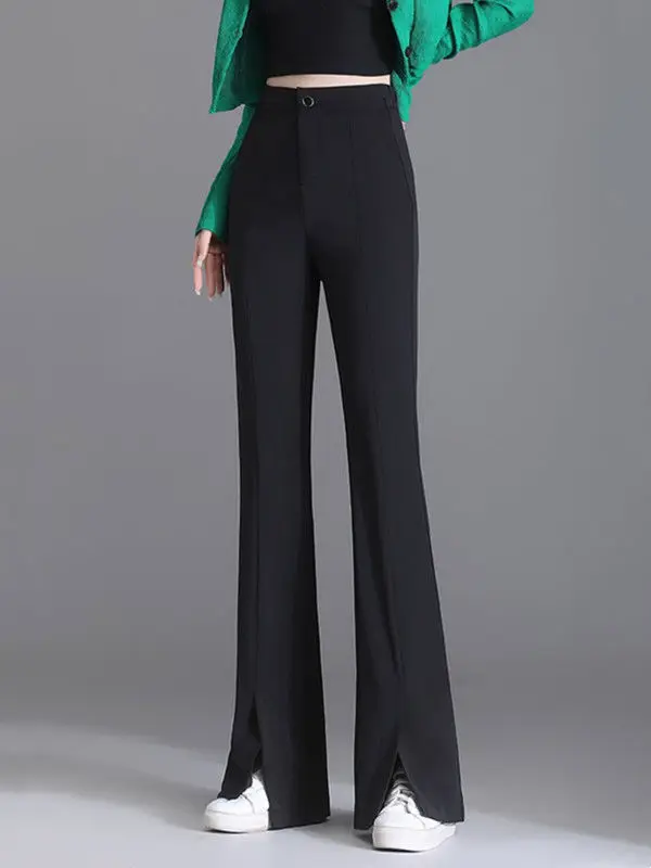 

Micro-flare Trousers for Women 2025 Spring and Summer New High-waist Slit Flared Flared Fashion Casual and Elegant Suit Pants