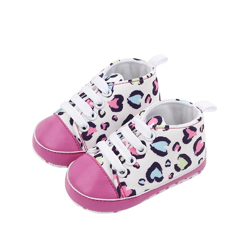 Zapatos de lona con estampado para bebé, calzado antideslizante para caminar, planos informales para niñas y niños