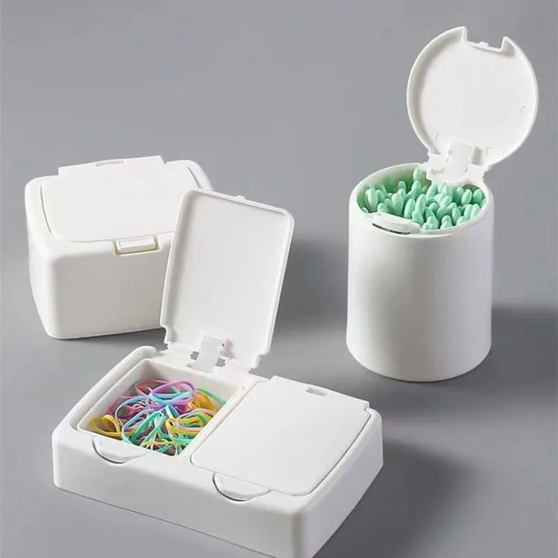 Desktop Storage Box Mini Cotton Swab With Lid Student Cosmetic Cotton Plastic Dustproof Student Sundries Finishing Box