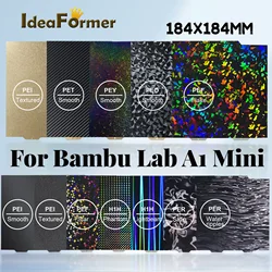For Bambu Lab A1 Mini Build Plate Double Sided H1H PEY PEO PET PEI Bed Spring Steel Sheet Pei Sheet 184x184 for Bambulab A1 Mini