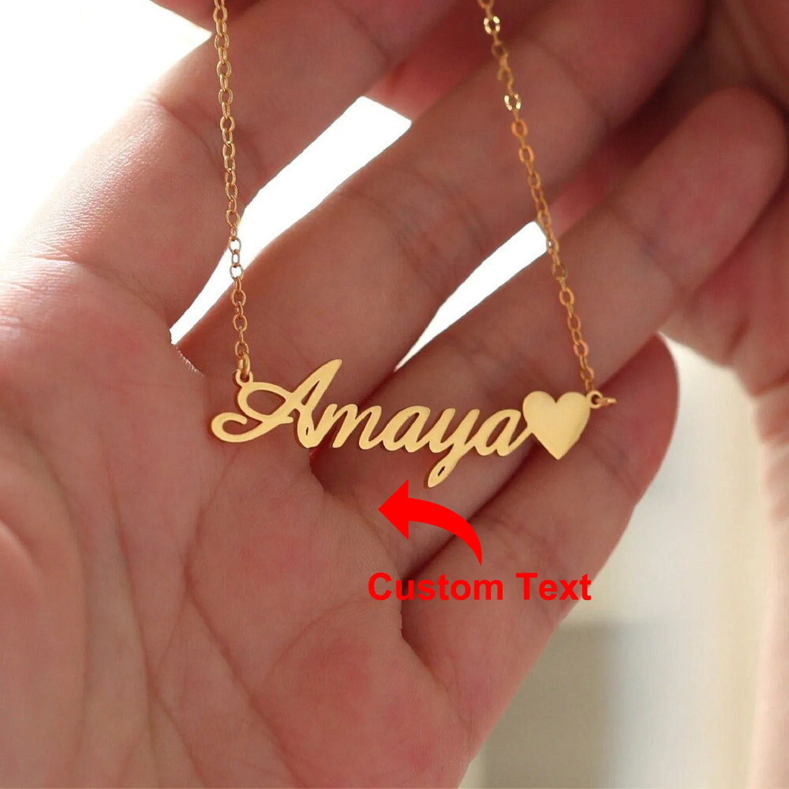 

Custom Name Heart Necklace For Women Gold Color Stainless Steel Personalized Name NecklaceWith Heart Christmas Wedding Jewelry