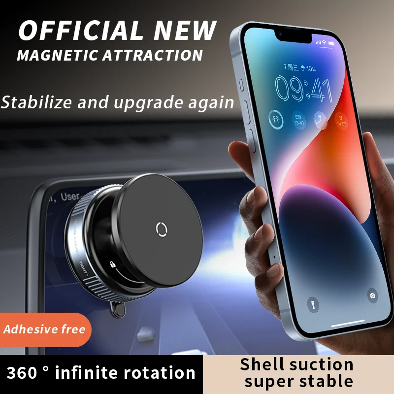 Magnetic Vacuum Universal Car Mount Bracket 360° Rotation One-handed Operation for Apple Huawei Xiaomi Samsung Mobile Phones