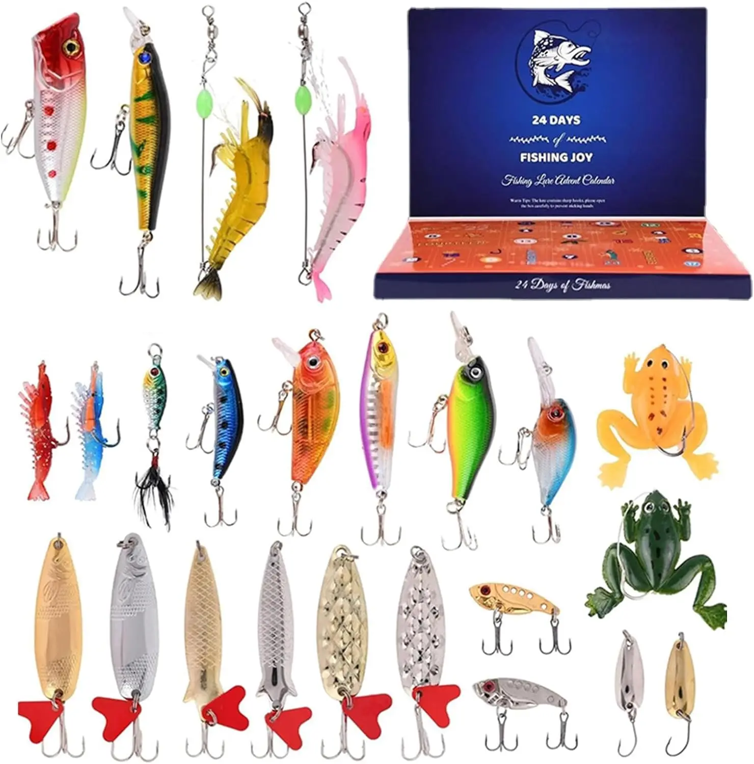 Advent Calendar Fishing 2024,Bass Fishing Advent Calendar 2024,24Days Christmas Countdown Fish Tackle Set,Advent Calendar Gifts