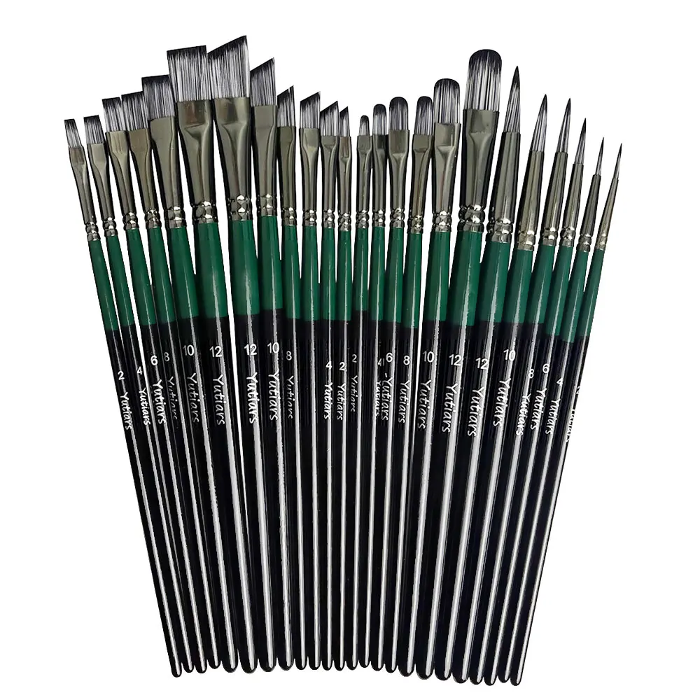 Yutiars Professional Artist Paint Brush Set - 6/24 PCS, Nylon Bristles for Watercolor, Acrylic, Oil Painting, Crafts & Face Body