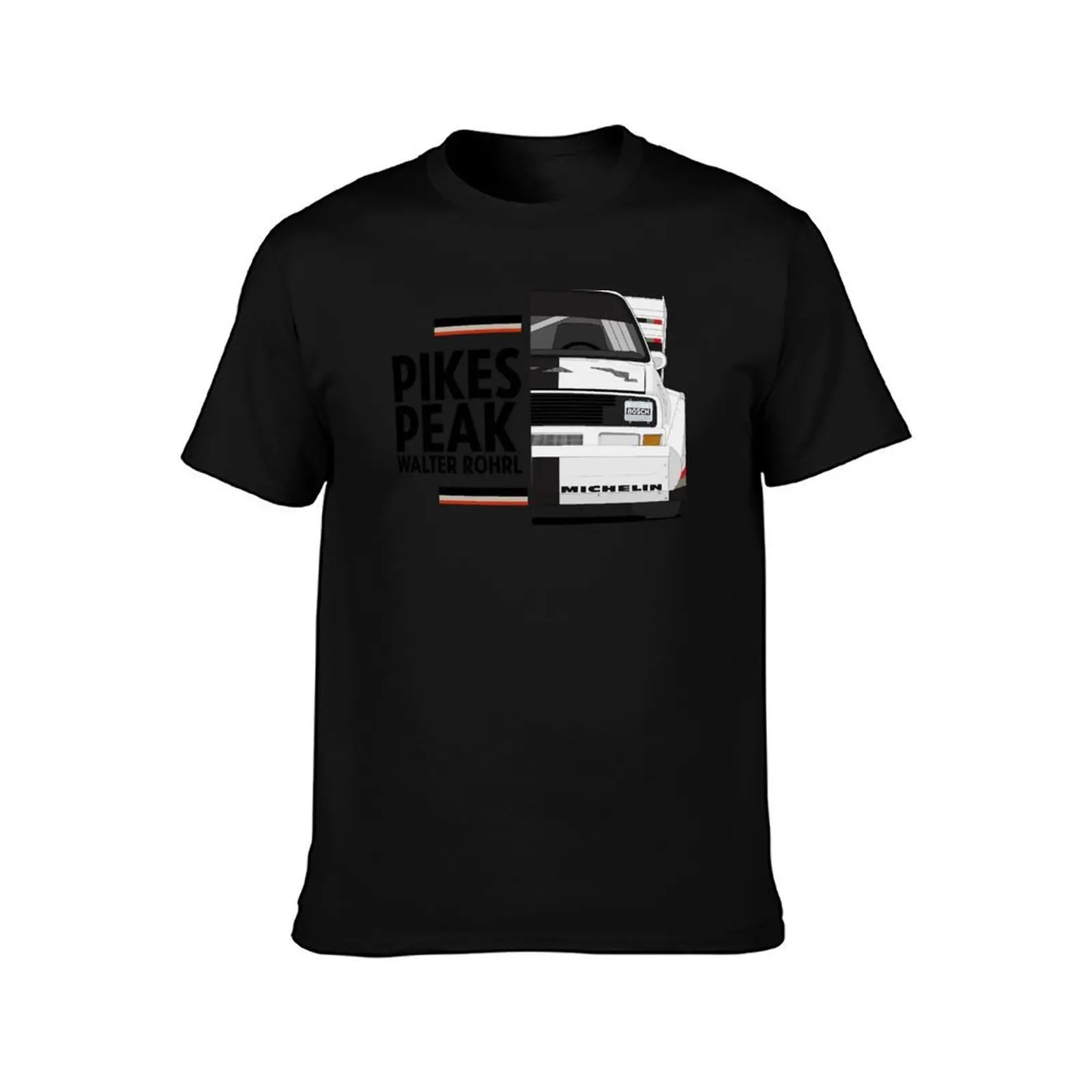 Walter Rohrl Pikes peak 1987 T-Shirt, Summer Casual Cotton Tee, Oversized Streetwear Tops, Vintage Graphic Print, 100% Cotton