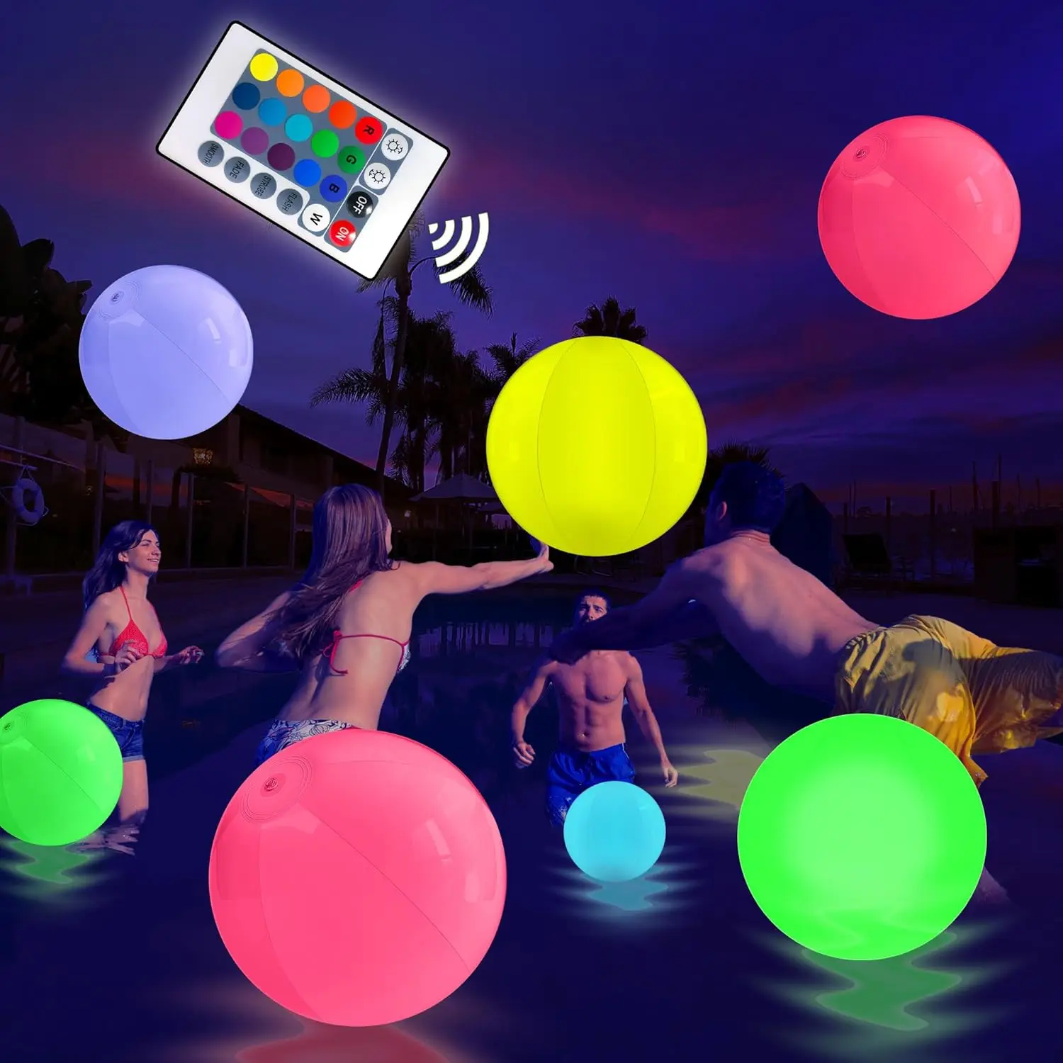 Large Floating Inflatable Led Light-Up Ball, Glowing Beach Ball Toy, with Color-Changing Lights, Remote Control, Perfect for Summer Parties, Pool/Beach Parties, Raves, or Glow-In-The-Dark Parties view 5