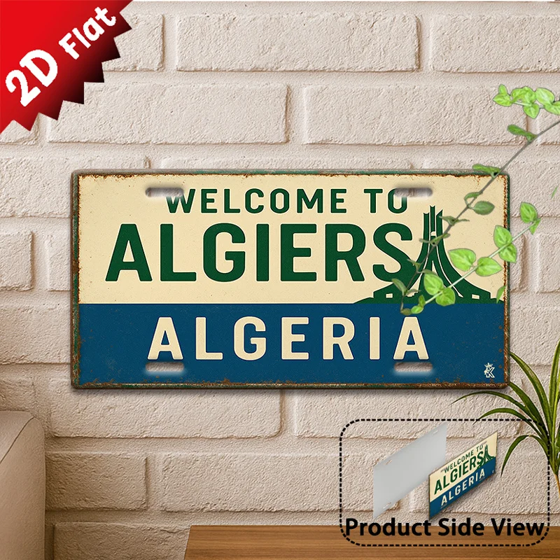 1pc, Algiers Aluminum Sign, Outdoor Plaque & Wall Decoration , Vintage Aluminum Sign, Mediterranean City