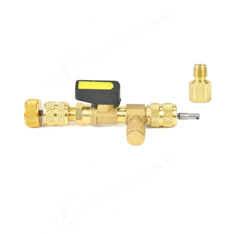 Brass Adapter Fitting Kit, 1/4SAE Conversion Connector Set for R134 R410 Refrigerant, Air Conditioner Repair Adapter Accessories