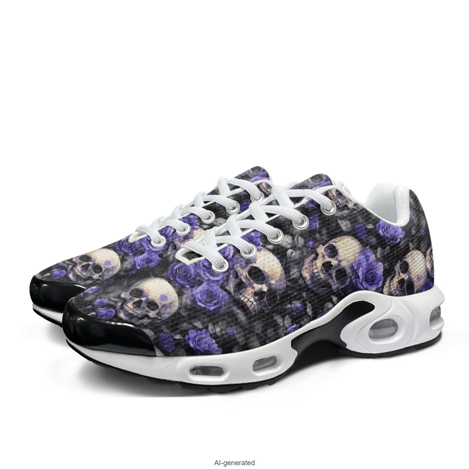 XIXIRIMIDO Skull Rose Air-Cushioned Sneakers Women's Running Shoes Men's Commuter Shoes Lightweight Breathable Soft Comfortable