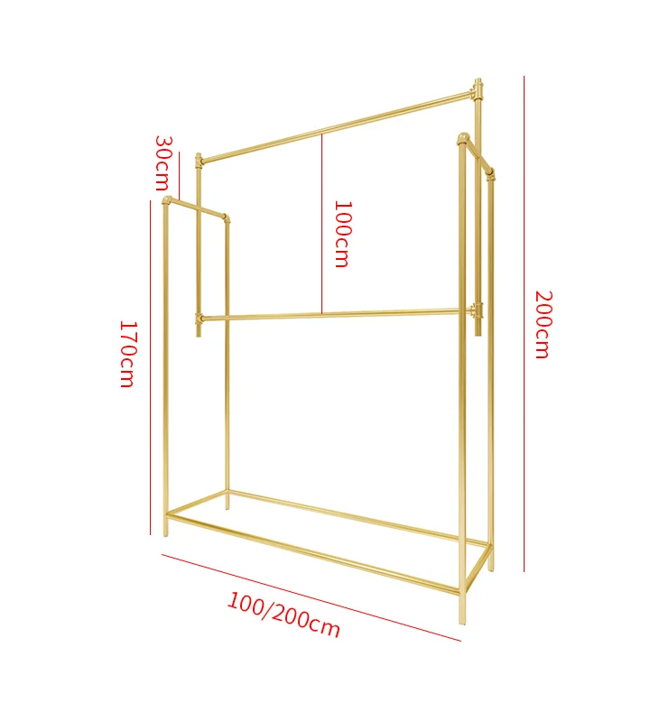 Wedding dress shelf display frame floor type studio dedicated men's suit double layer shelf clothing store up and down hanger