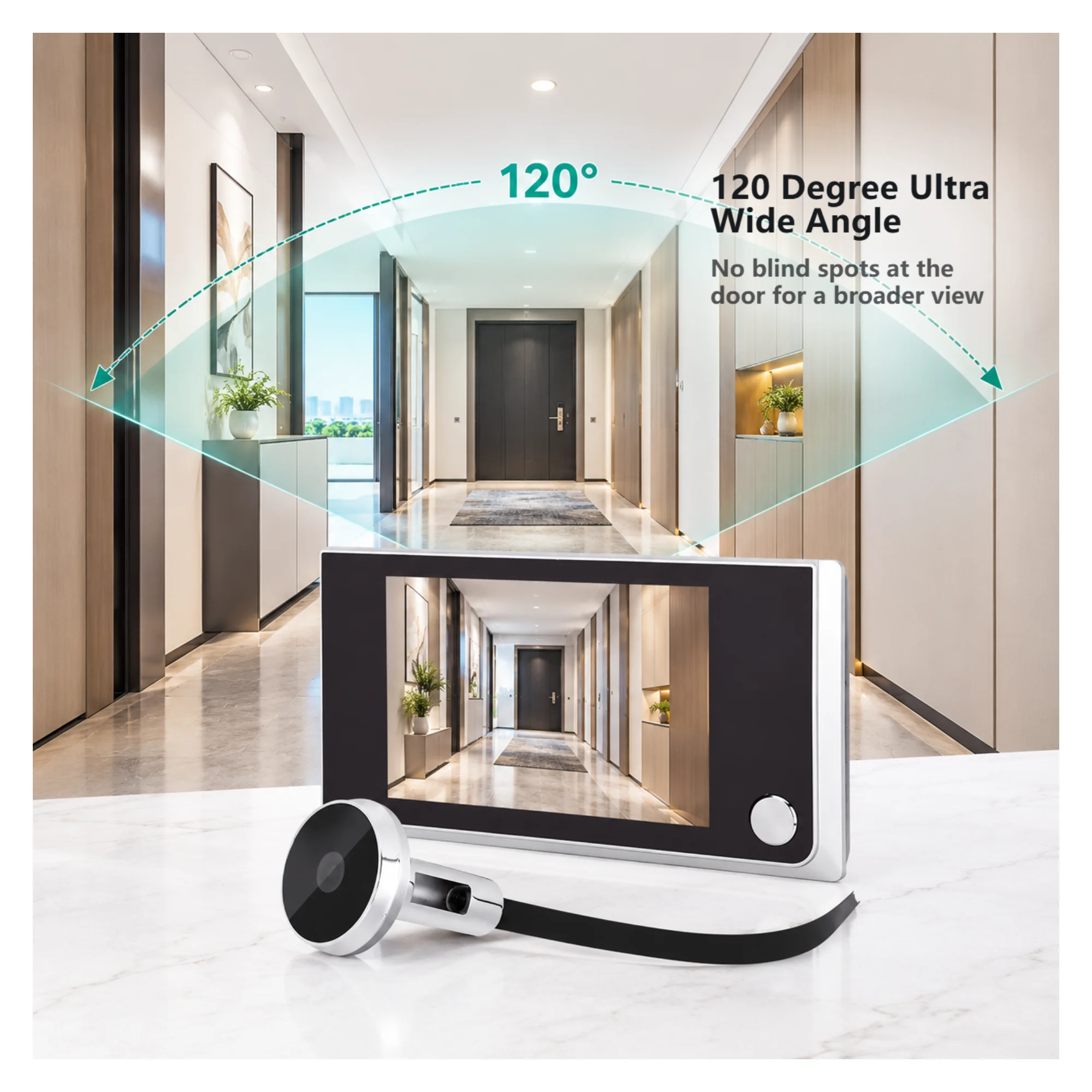 3.5 Inch LCD Digital Door Viewer Camera, 120° Wide Angle HD Electronic Peephole Monitor with Doorbell Function, Home Security Do