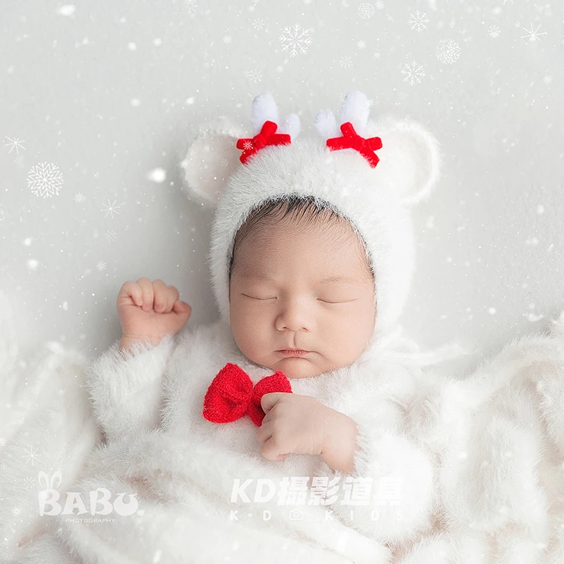 Newborn Photography Props Plush Soft Baby Wrap Blanket Mohair Elastic Fabric Pure White Wrap 0-1 Month Baby Shooting Accessories