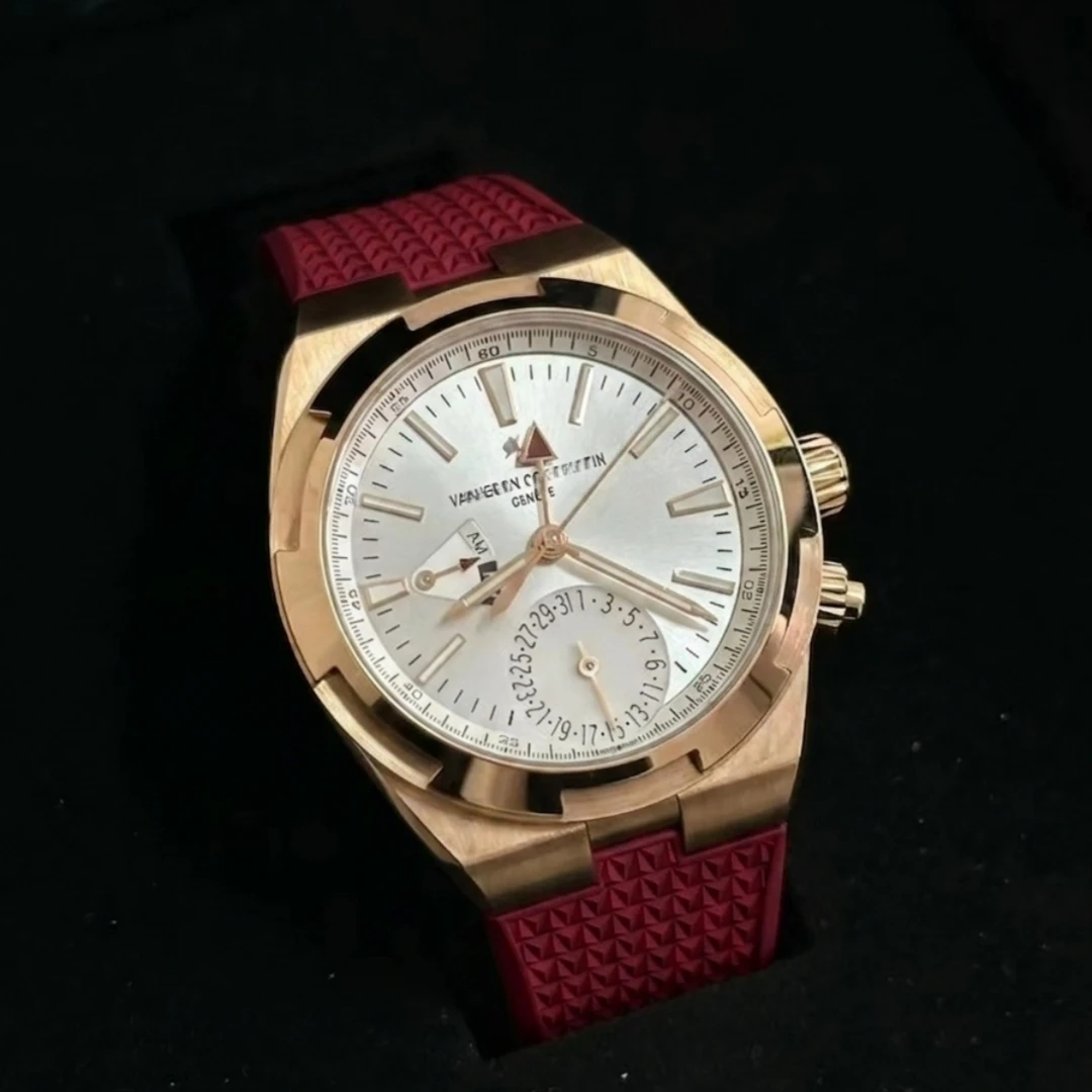 

For Vacheron Constantin Overseas 4500V 5500V 7900V FKM Rubber Strap With Steel End Linking Top Hand-Made Watch Band