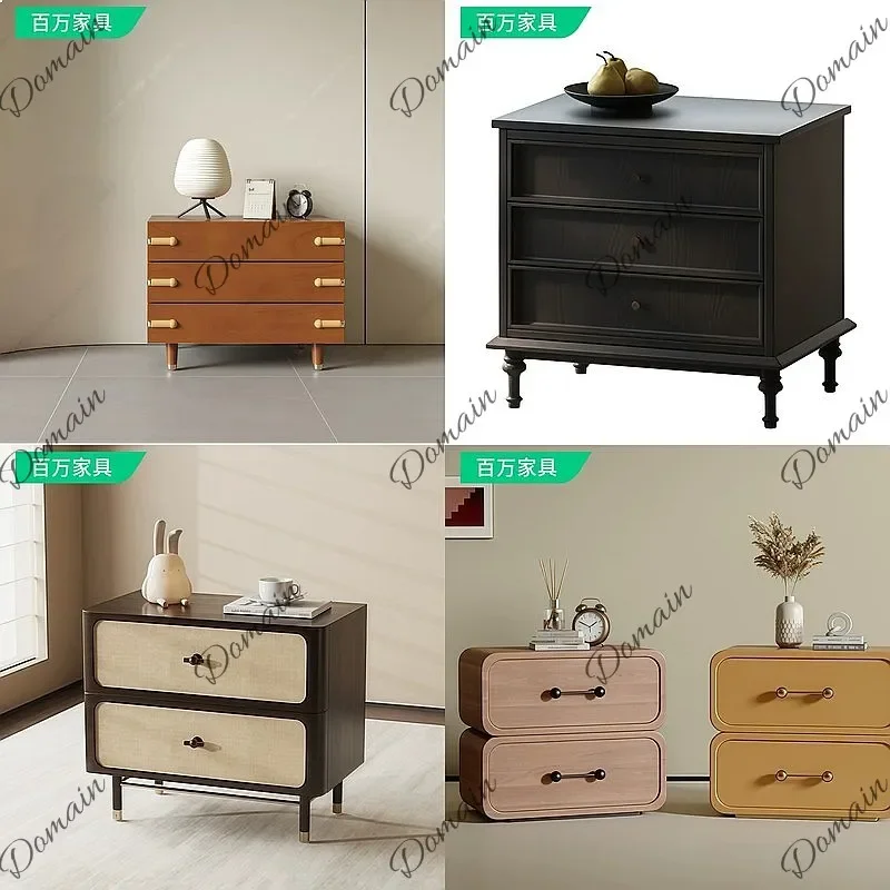 80 N French Style Solid Wood Entryway Cabinet 3 Drawer Storage Nightstand Bedside Table Natural Wood Metal Handle Custom