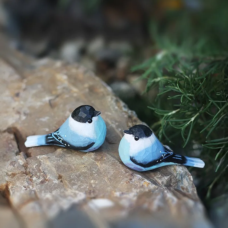 

2 шт., фигурки птиц ручной работы из цельного дерева, ремесла, сорока, животное, украшение, аксессуары для украшения дома