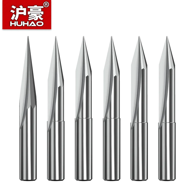 HUHAO 6mm Shank V Shape Carving Milling Cutter For Wood 15/20 Degrees 2 Flute End Mill CNC Engraving Router Bit Woodworking Tool