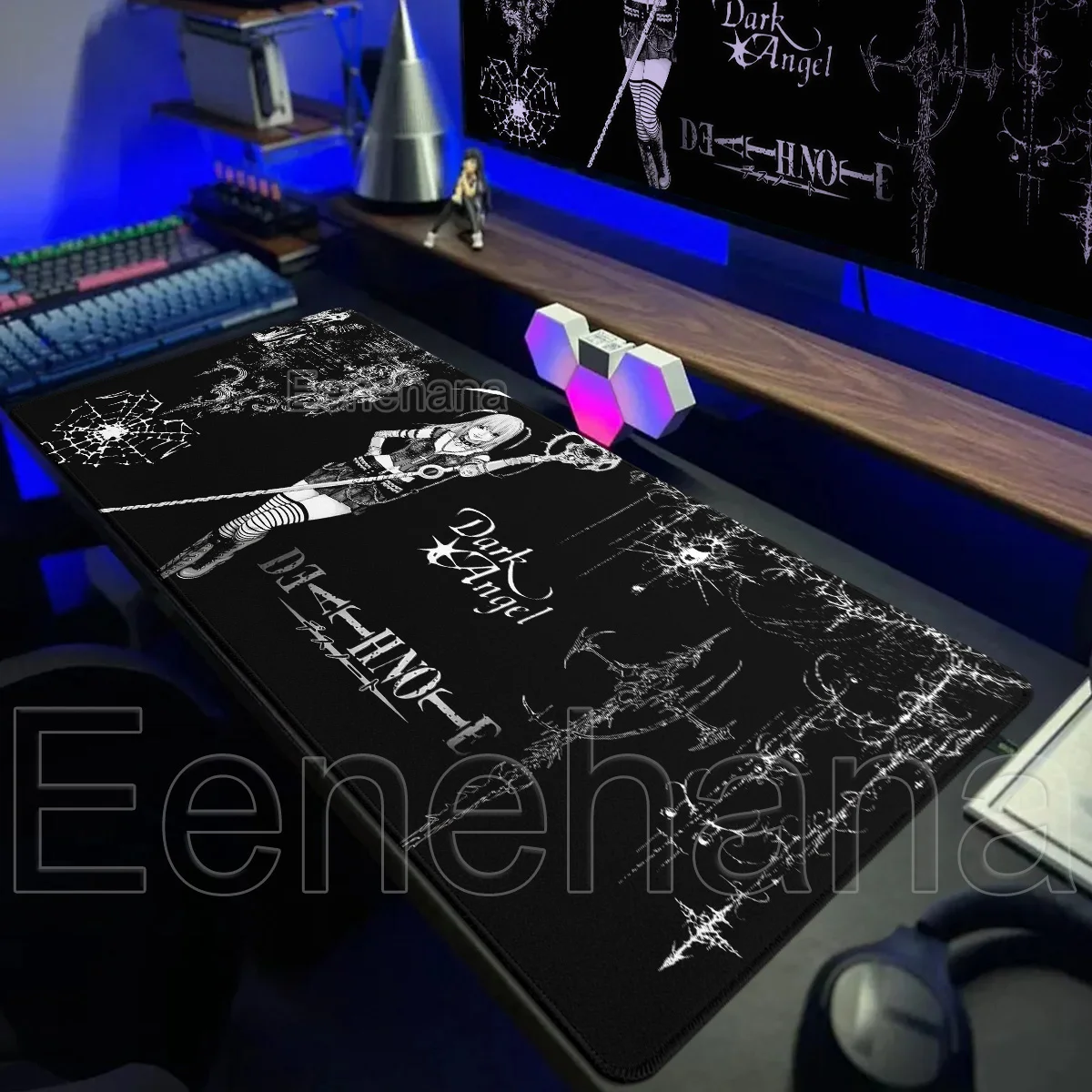 Aesthetics Death Note XXL Deskpad Anime Gamers Computer Keyboard Mouse Pad Non-Slip Rubber Lock-Edge Tablemat Office Accessories