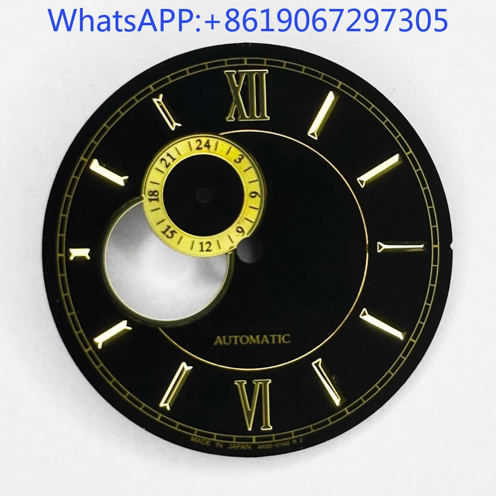 Preto ouro numeral romano sunburst textura relógio dial adequado para movimento nh35/39 vintage universal mod peças acessório