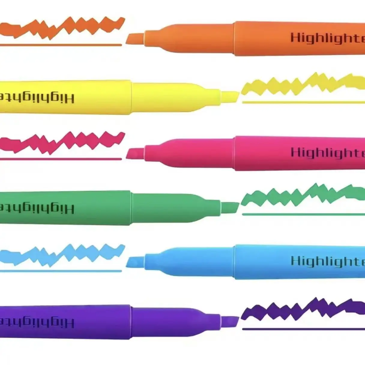 6Pcs Chisel Tip Highlighter Pens Set Colorful Fluorescent Markers Quick Dry No Bleed Highlighters For School Office Stationery