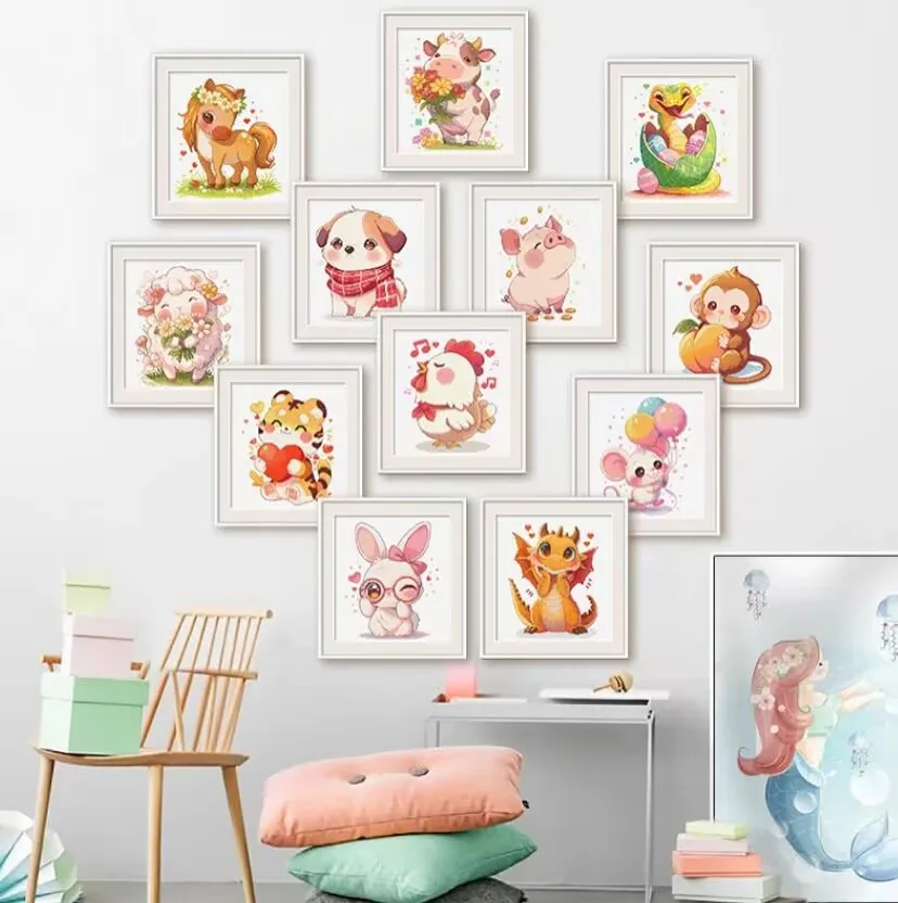 KS 11ct الأرانب الحيوانات الكرتون المطبوعة عدة عبر غرزة التطريز DIY التطريز مجموعة ديكور المنزل الحرف القطن #1