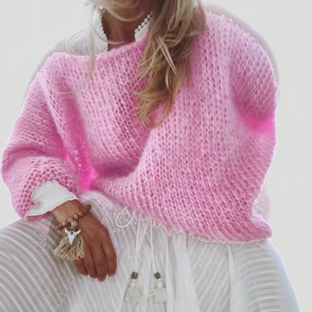 

Women's Long Sleeve round Neck Sweater Simple Solid Color Casual Daily Wear Autumn Winter Fashion Top