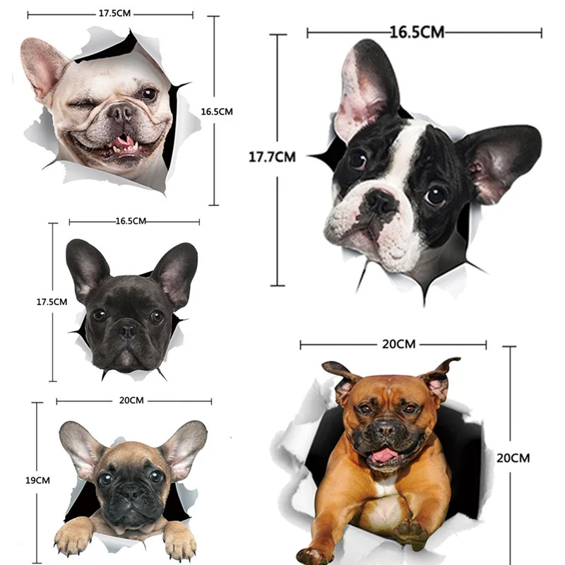 

3D Creative Car Sticker with Cute Dog, Waterproof, Funny, Realistic, for Body Scratch Covering