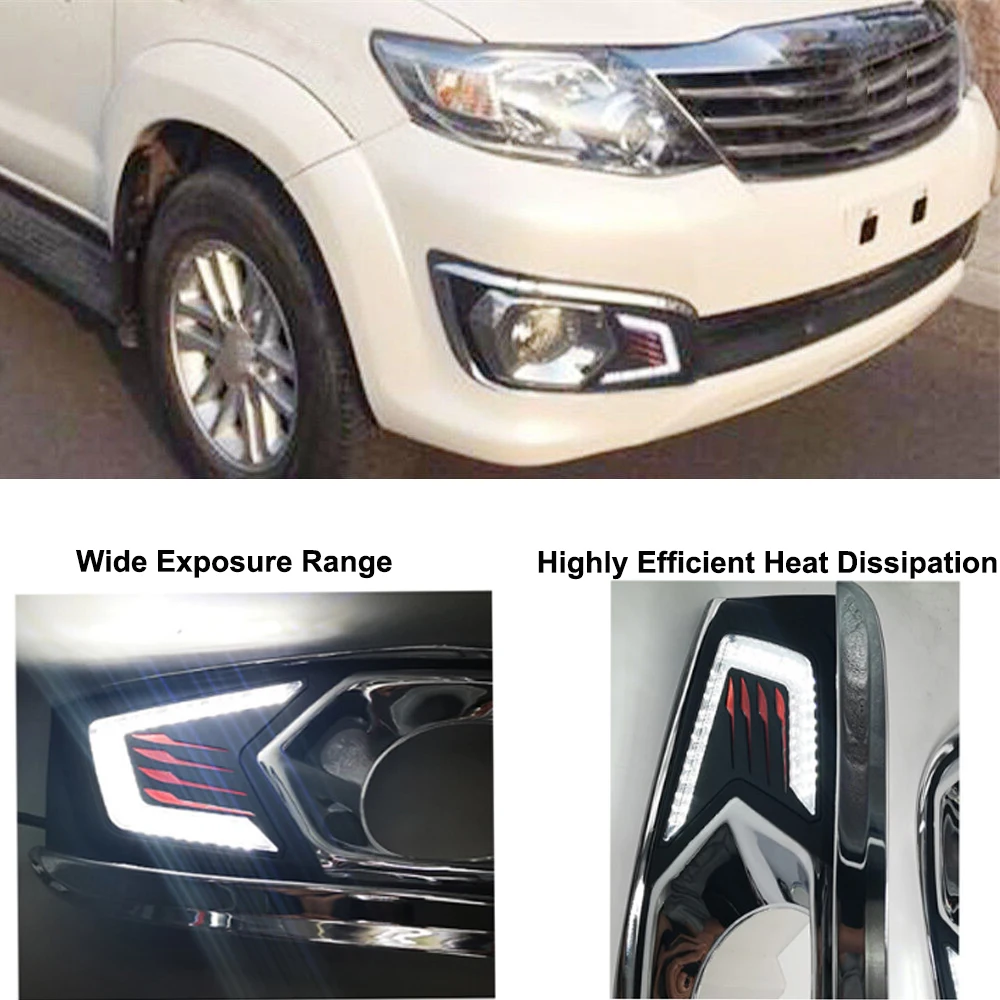 

12V Car LED DRL Daytime Running Lights Flashing Car Daylight Fog Lamp With Harness switch For Toyota Fortuner 2012 2013 2014