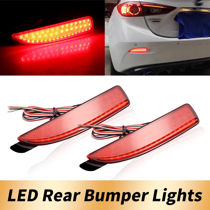 2x Red/Black Lens LED Rear Bumper Reflector Tail Brake Stop Fog Light For Mazda 2 3 DY Axela BK BM For Mazda 5 6 CR19 Atenza GJ