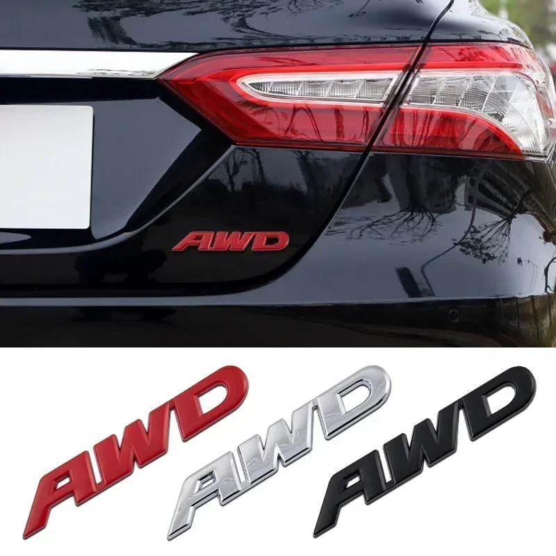 3D Metal AWD Letters Rear Trunk Fender Emblem Badge Sticker Decals For Honda CRV HRV Highlander Car Styling Accessories