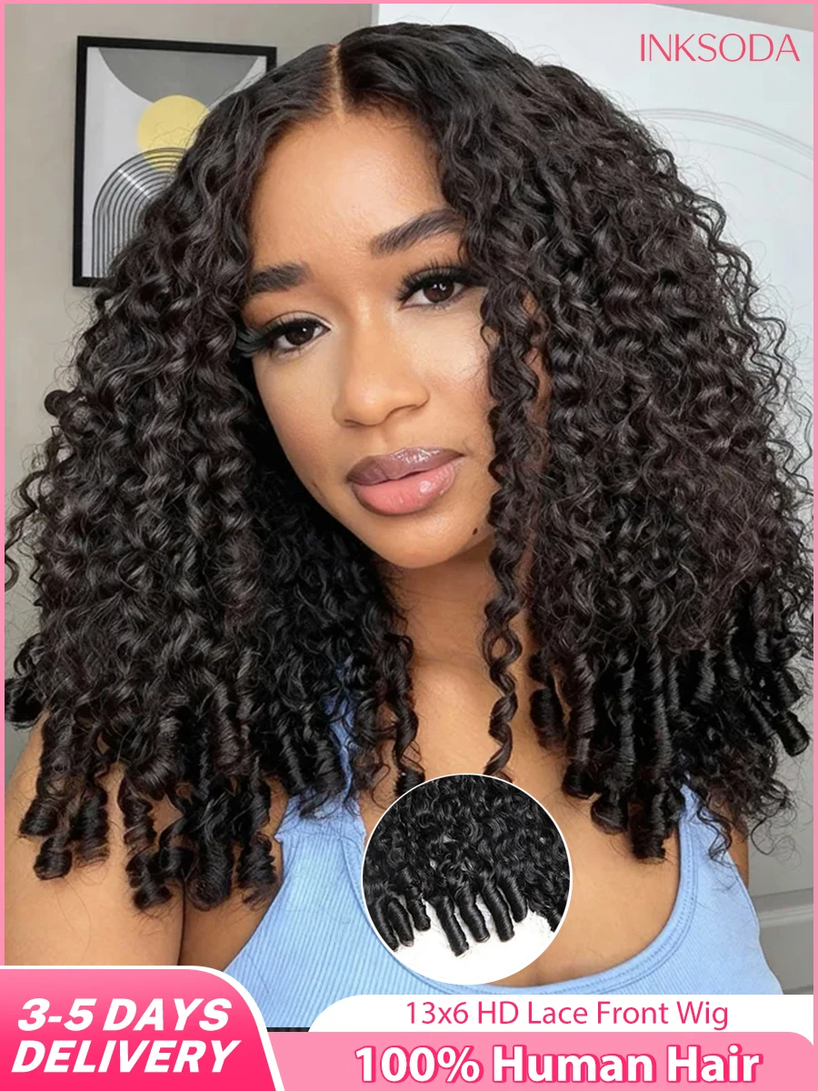

13x4 Lace Frontal Burmese Curly Wig Human Hair Deep Curly 13x6 HD Lace Front Wig Natural Black Color 100% Human Hair For Women