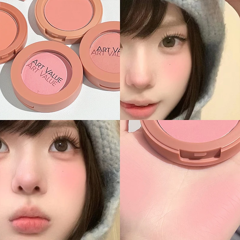 Single Matte Blush Palette Blusher Cream Contour Makeup Natural Cheek Tint Face Blusher Pink Rouge Waterproof Brighten Cosmetics