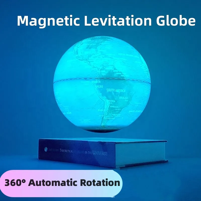 

3D smart magnetic levitation globe 6inches auto swivel clock desk lamp decoration black technology teacher teaching student gift