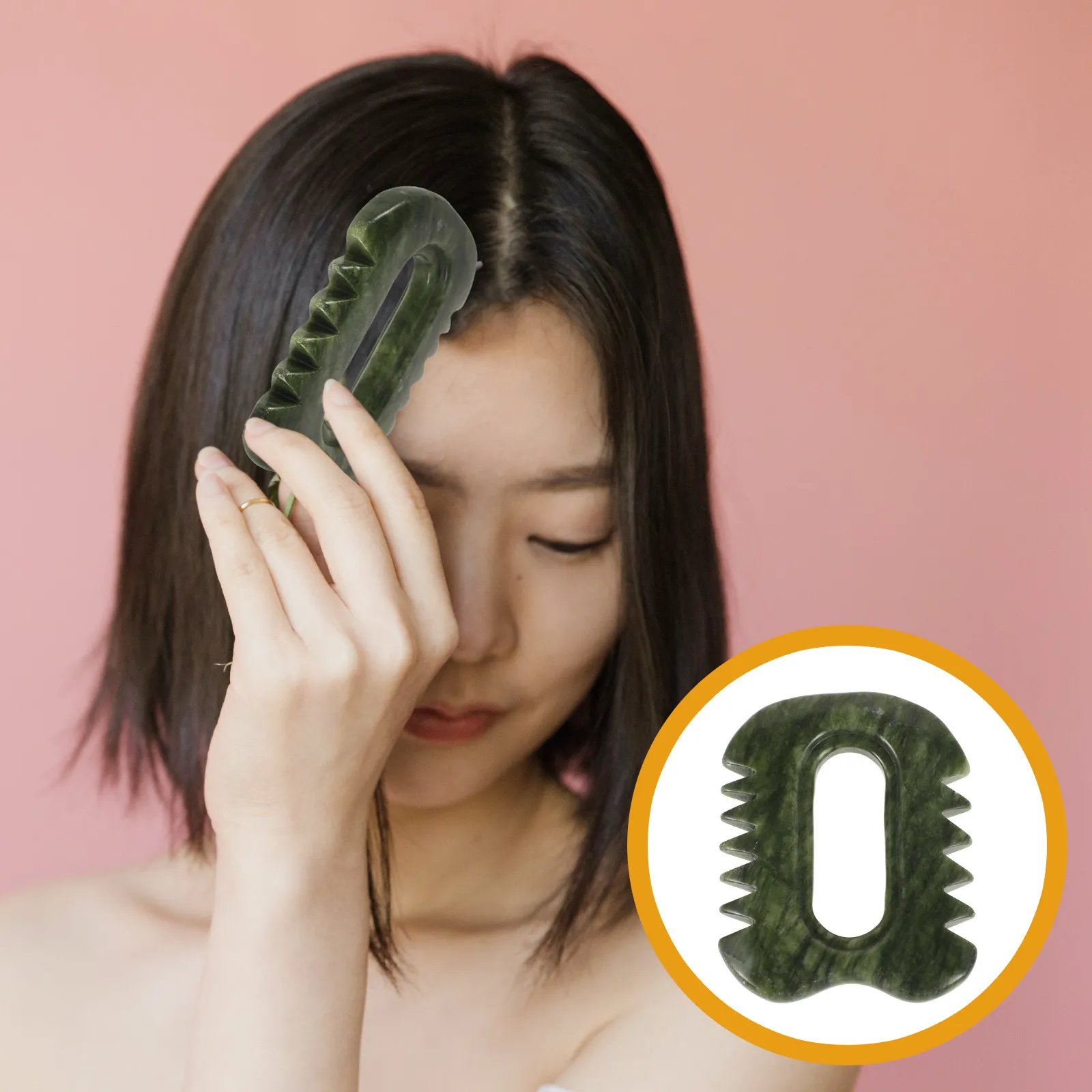 

2-in- Stone Scalp Massager Comb Gua Sha Scraping Tool for Scalp Massage Hair Health Silky Shine Portable Lightweight No
