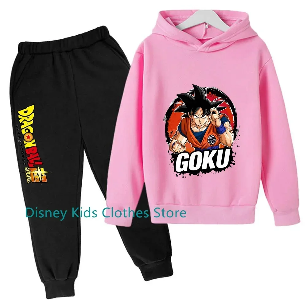 Boys Girls Clothes Dragonball Hoodie Set Kids 2pcs Spring Autumn Toddler Girls Cartoon Hooded +pants Tracksuit Goku Clothing