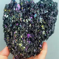 Colorful Carborundum Natural Stone Specimen Silicon Carbide Black Quartz Crystal Mineral Sample Home Decor Collectibles 1pc