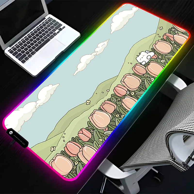 

RGB LED Mouse Pad Rubber HD Mousepad Extended Pad PC Accessories Desk Mat Non Slip Gaming Mats Office Animal Party Keyboard Pad