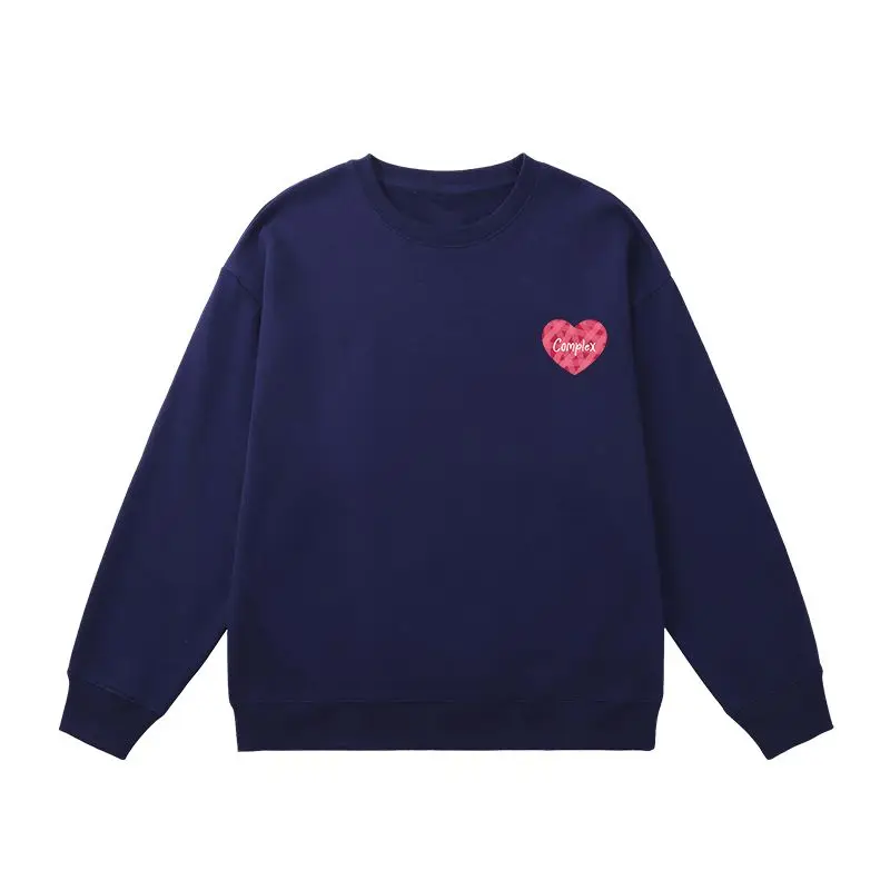 Sweat-shirt brodé sans capuche pour couple, vêtements d'automne, coton, col rond, manches longues, haut taille haute, sensation d'amour