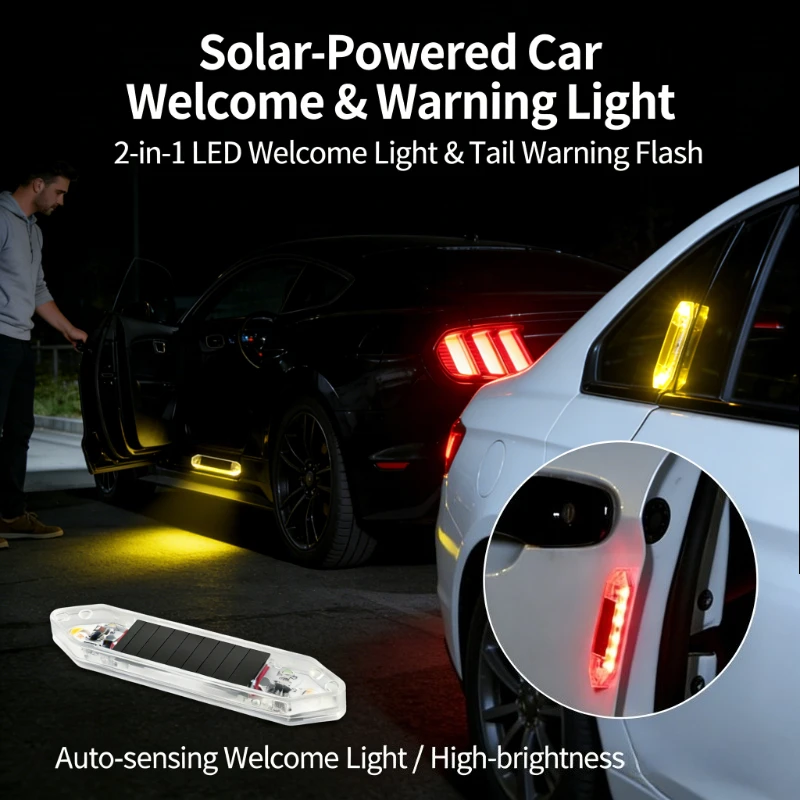 1Pc Multifunctional LED Car Welcome Light, Door Warning Anti-Collision Strobe Light, Auto Atmosphere Ground Lighting