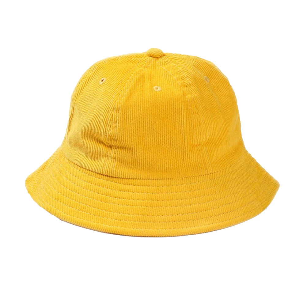 

Fashion Corduroy Fisherman Dome Hat Leisure Solid Color Male and Female Students Sun Hat Bucket Hat(Yellow)