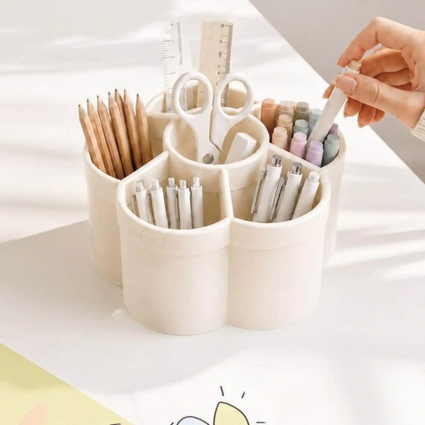 360-degree-rotating-multi-functional-desktop-organizer-plastic-stationery-storage-box-grid-partition-desk-arrangement-tool