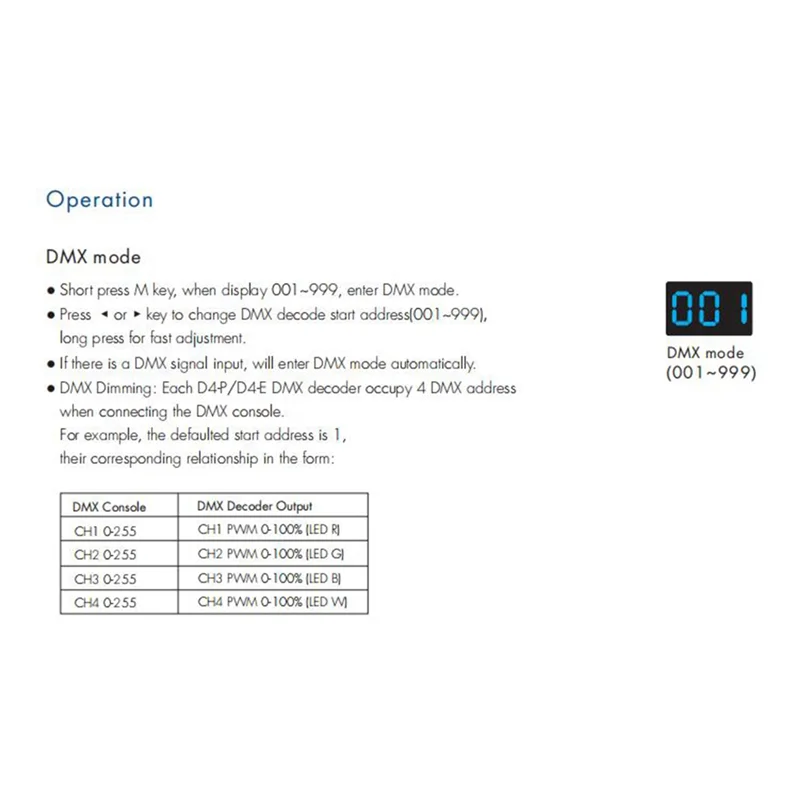 Controlador de decodificador LED, controlador de voltaje constante, PWM, D4-P, 4 canales, DMX y RDM, pantalla Digital, Puerto XLR3 RJ45, entrada de DC12-36V, 8Ax4CH