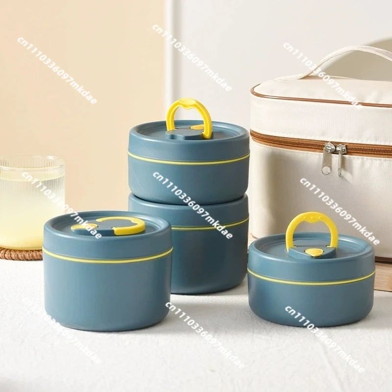 04 Stainless steel insulated lunch box office worker insulation bucket. Microwave bento box
