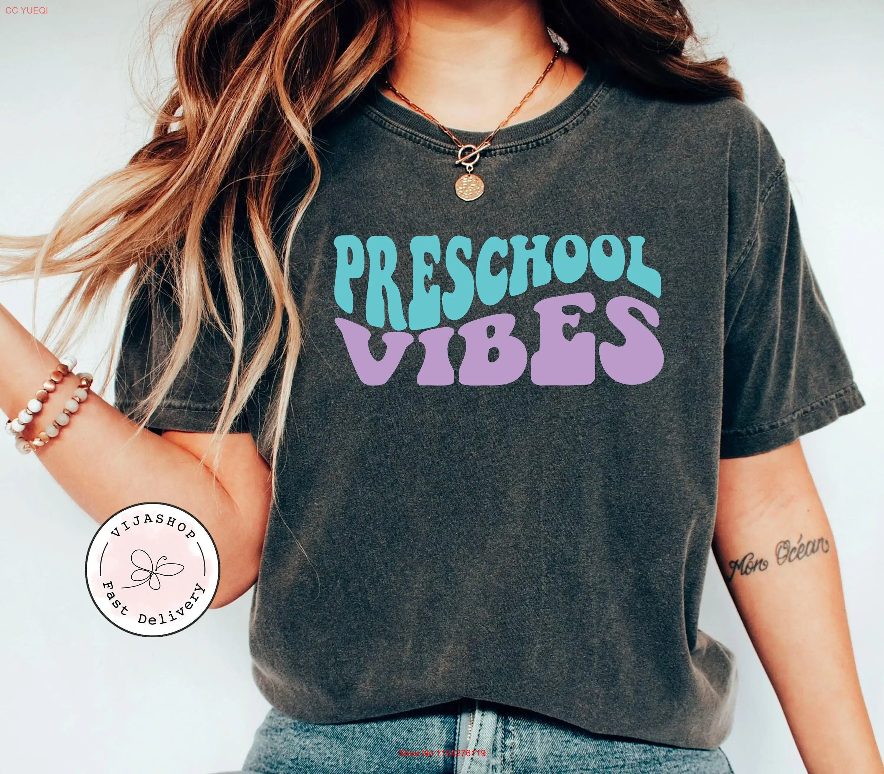 Hello Preschool Vibes T Shirt First Day Teacher Pre K long or short sleeves