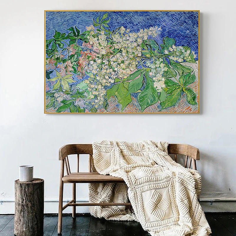 Van Gogh Blossoming Chestnut Branches Paintings Canvas Home Decorative Pictures Wall Art For Living Room Bedroom Decor