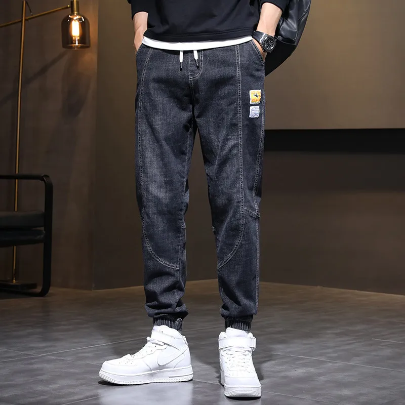 Men's New Jeans Autumn Winter Loose Straight Cropped Pants Trendy Versatile Jogger Casual Pants P12
