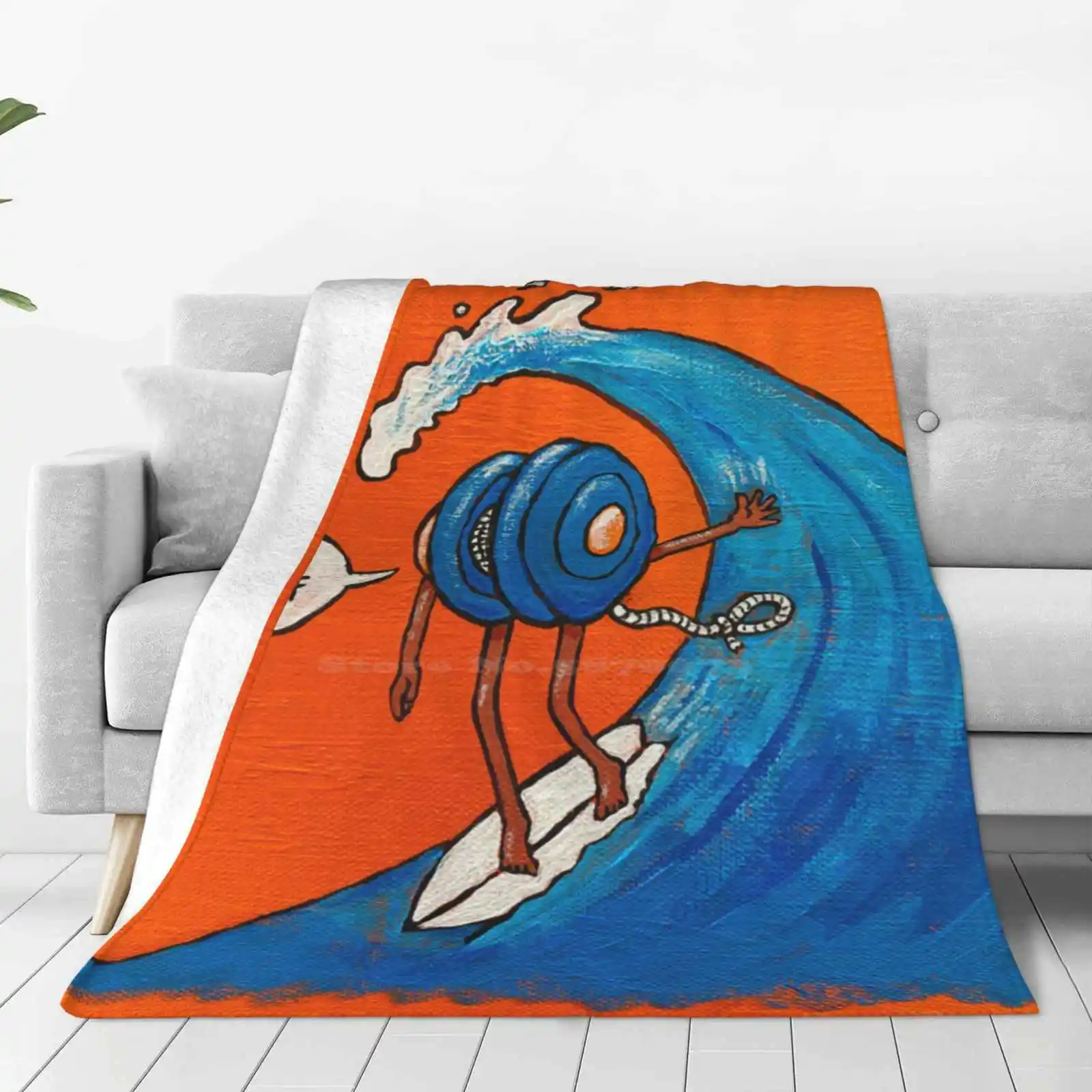 Yo-Yo Surfing Original Painting New Selling Custom Print Flannel Soft Blanket Yo Yo Yoyo Surfing Surfer Acrylic Humor Humour