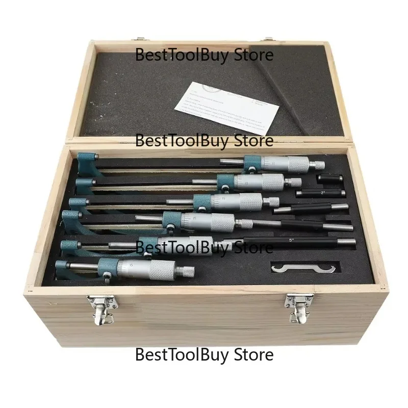 Professional 0-6 /0-150mm 6Pcs/Set Micrometer Set Professional Premium Precision Machinist Tools Set Micrometer Measuring Tool