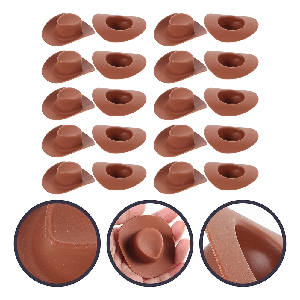 

40 Pcs Toy Mini Cowboy Hat Tiny Hats Miniature Sombrero Brown for Dolls Plastic Child