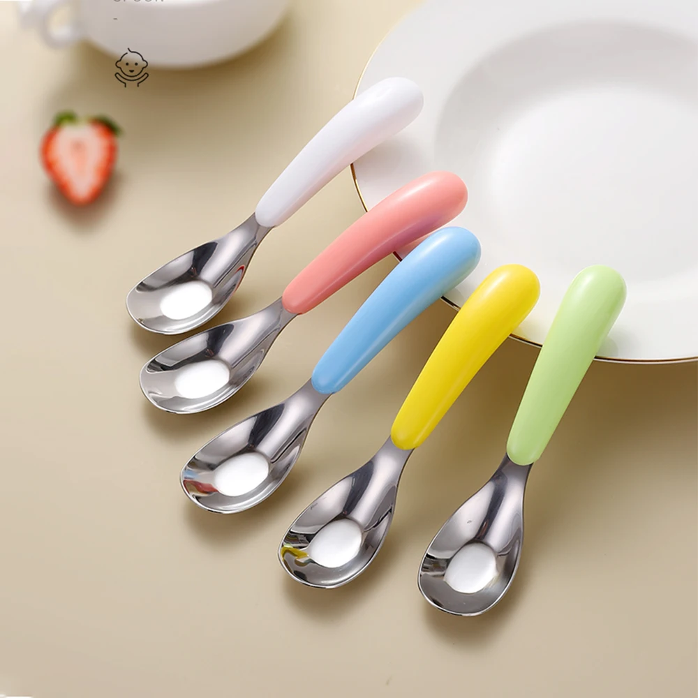 Baby  Stainless Food Feeding Spoon with Box Cute Baby Independent Tableware Complementary Eating Tools for Babies