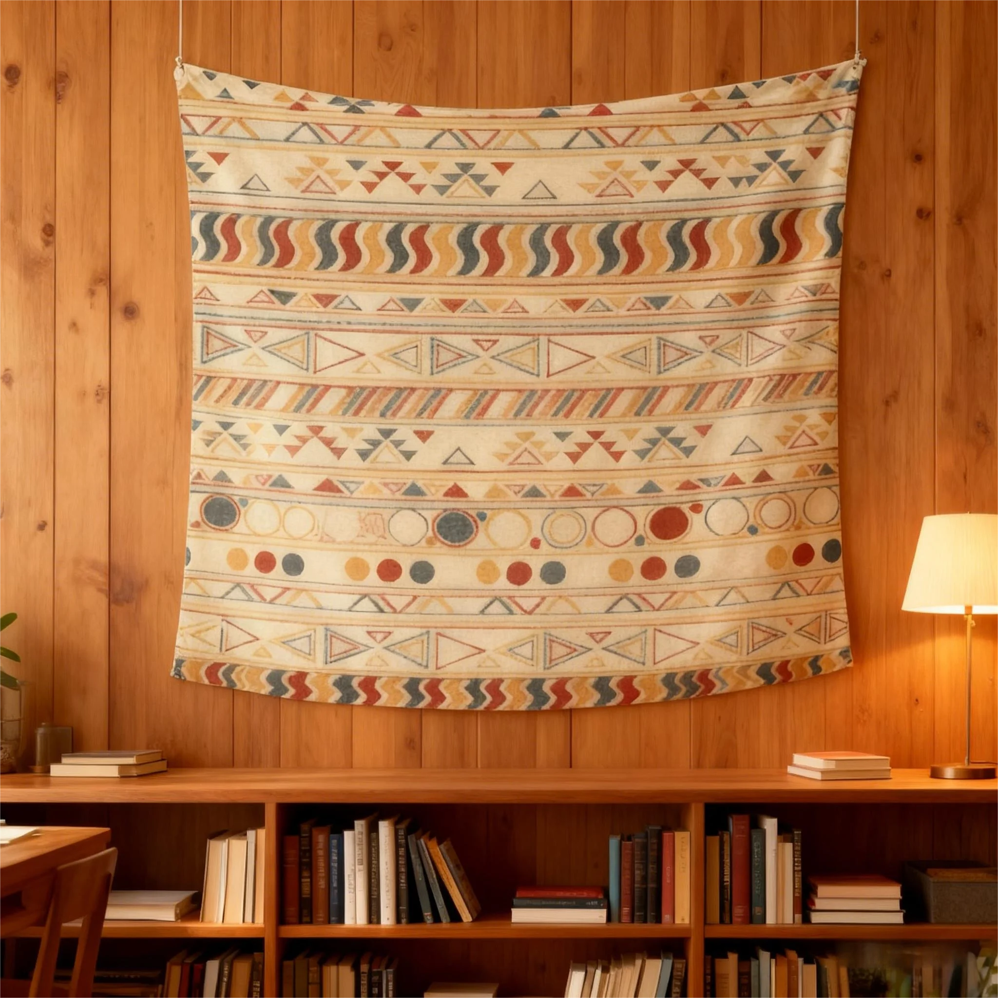 Benutzerdefinierter Boho-Wandteppich – Wandkunst aus weichem Stoff für Schlafzimmer/Hotel, beige Hippie-Dekor